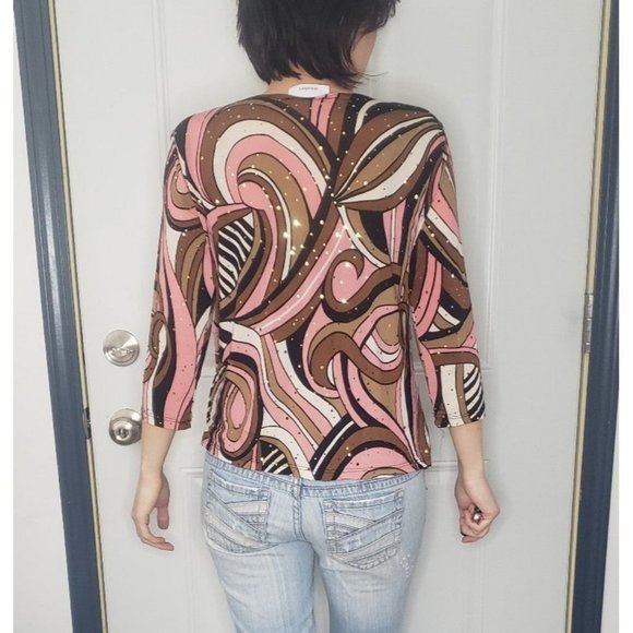 Y2K Does 70s Pink‎ and Brown Top - Picture 3 of 4